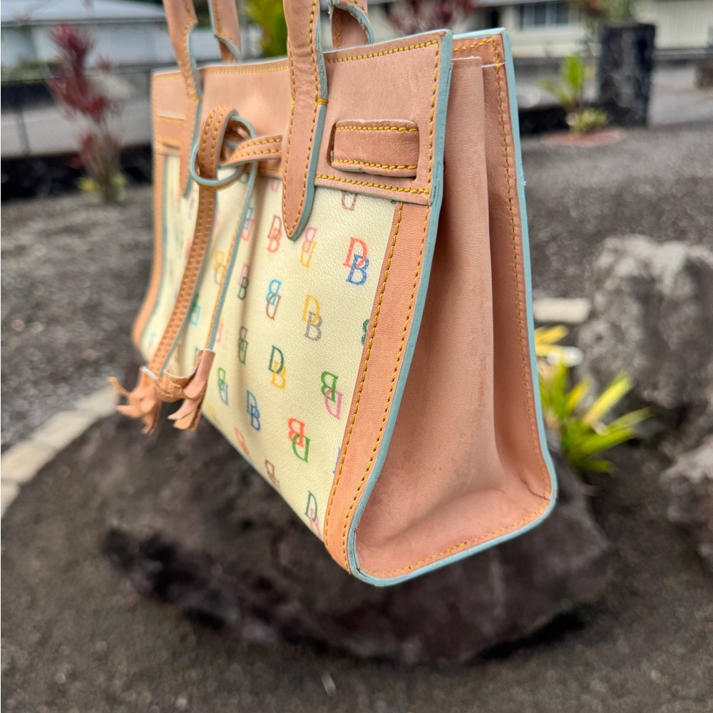 Dooney & Bourke Made in Italy Multicolor DB Monogram Leather Tote Shoulder Bag - Picture 6 of 14